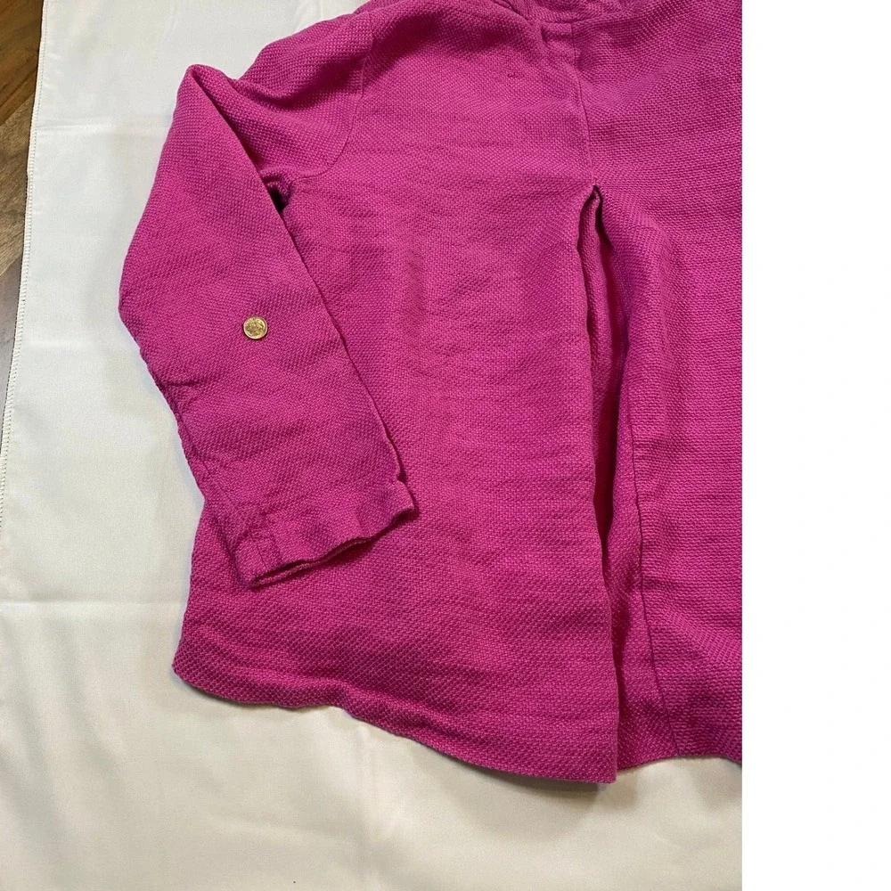 EILEEN FISHER Pink Textured Knit Open‎ Front Collarless Jacket Cardigan M